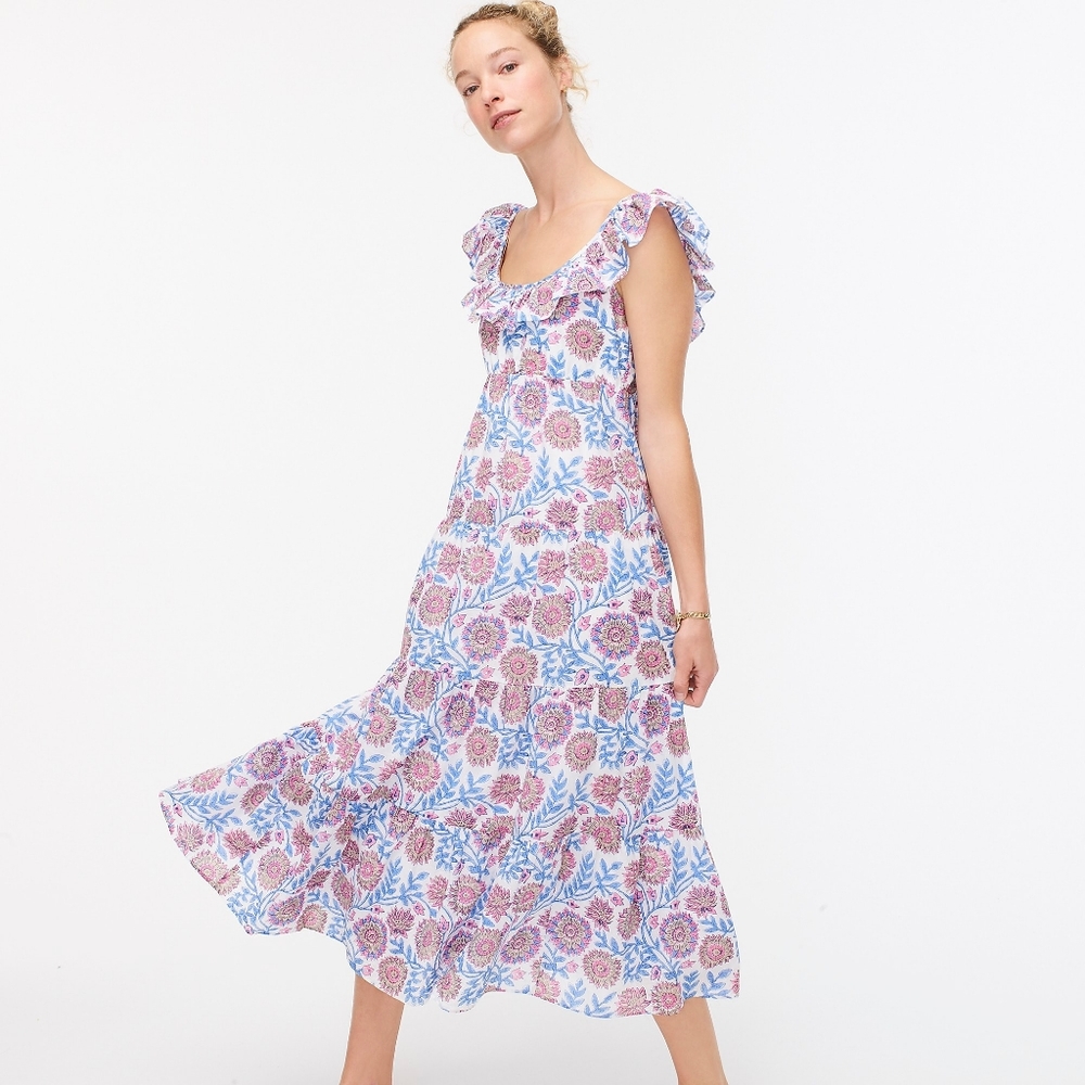 J. Crew Floral Midi Dress - Pink and Blue